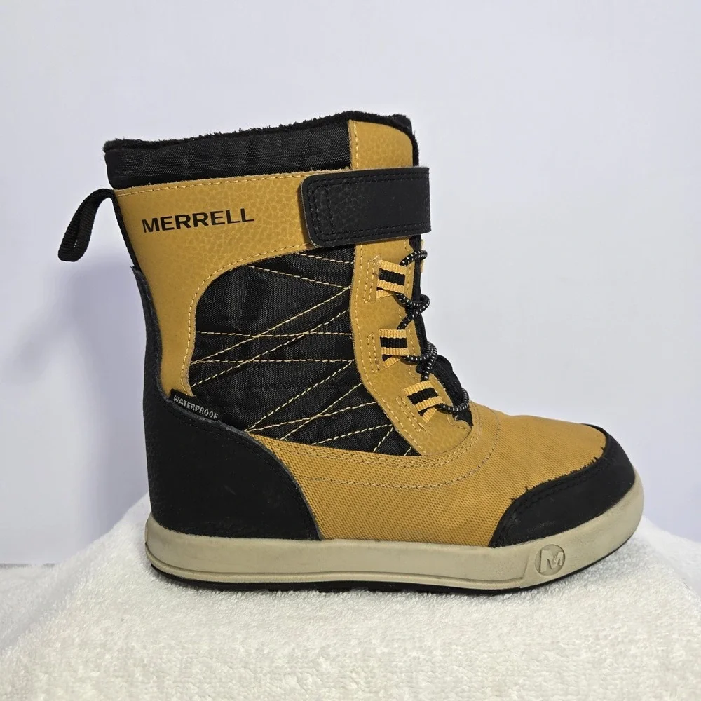 Merrell Kids Snowstorm Jr Yellow and Black Winter Boots Size 12 Waterproof Warm